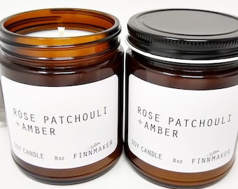 ROSE PATCHOULI + AMBER Soy Wax Candle