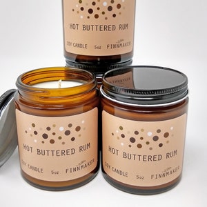 Hot Buttered Rum Soy Wax Candle: Vanilla, Cinnamon Scent