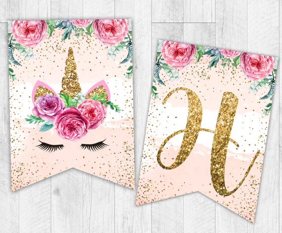 unicorn banner unicorn birthday banner unicorn party happy etsy