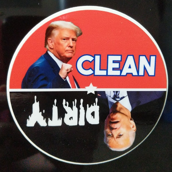 Clean Dirty Dishwasher Magnet Trump Biden Works with Non-Magnetic Dishwashers! 3.5 Inch FJB Political Humor MAGA