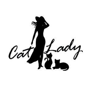 Cat Lady Die Cut One Color Decals Window Bumper Sticker Car Decor Wall Kitty Fashion Love Pets Crazy
