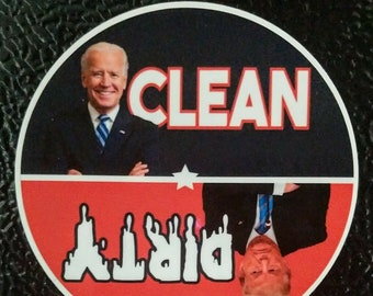 Clean Dirty Dishwasher Magnet Biden Trump Works with Non-Magnetic Dishwashers! 3.5 Inch FJB Political Humor MAGA