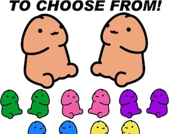 1.5" - 6 Peen Decal, Penis Sticker, Funny Gift For Him, Cartoon Ween, Prank Sticker, Funny Sticker, Small, SDE, Small Energy, Happy Pee Pee