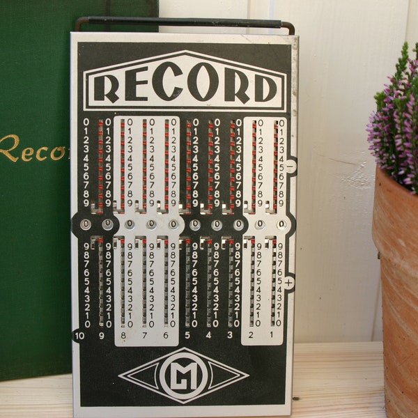 Alte Rechentafel der Marke Record - Vintage - Hervorragender Zustand mit Hülle