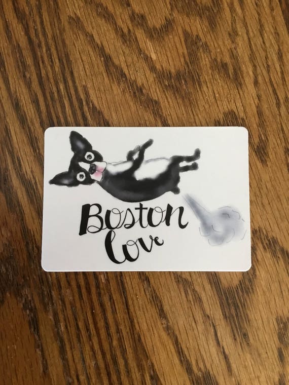 BOSTON TERRIER Love is Black and White Fridge Magnet 4/" x 3/"