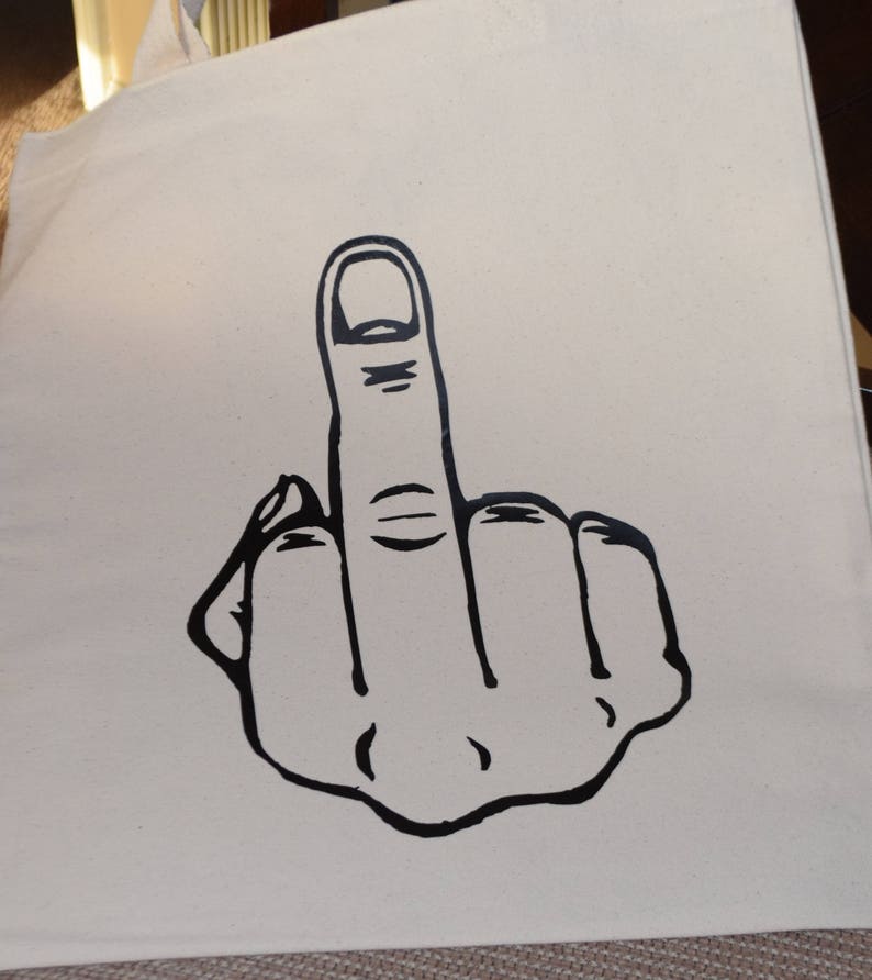 Middle Finger Canvas Tote Bag image 1