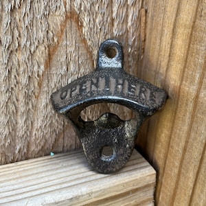 Cast iron bottle opener; metal bottle opener; rustic decor; housewarming gift; christmas gift; bottle opener