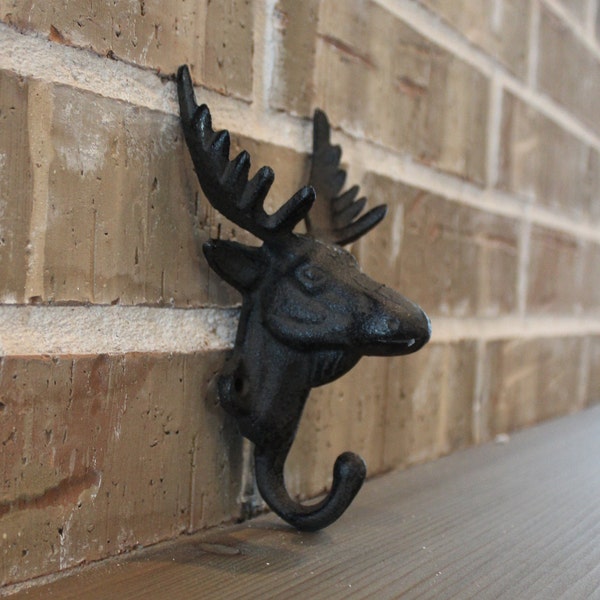 Moose hook; Cast iron moose; metal moose; cast iron hook; cast iron decor; moose decor; outdoor decor; nature decor; nature hook