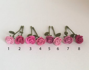 Miniature crochet rose Miniature pink roses Dollhouse miniature Mini pink flowers Tiny crochet flowers Choose the color