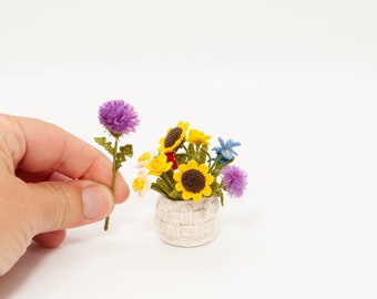 Miniature Crochet Thistle 1:6 Scale Purple Flower Crochet Scottish Thistle bunch of flower Lilac Scottish Thistle