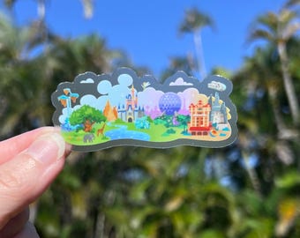 WDW Disney World Parks Landmarks Transparent Sticker great for water bottles, notebooks, laptops, planners, cellphones and MORE!