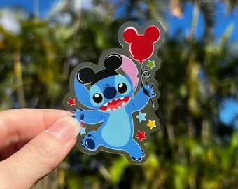 Stitch Does Disney Transparent Sticker great for water bottles, notebooks, laptops, planners, cellphones and MORE! All weather durable