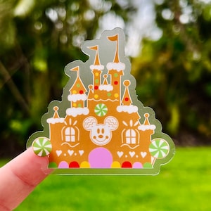Disney Gingerbread Castle Transparent Sticker great for water bottles, notebooks, laptops, planners, cellphones and MORE! Durable!