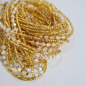 Gold and Diamond Waist Beads| Belly Chain Weight control African beads|belly beads| Ghana Waist beads| Weight Tracker Beads| Nigerian Beads