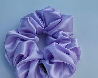 Handmade Lilac Satin Scrunchies. Bridesmaid, Mother's day, gift for girls, sister, XXL Oversized Scrunchies. Silk Scrunchies set of 4.