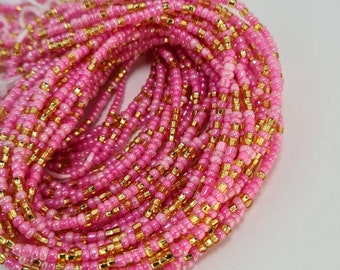 Pink and Gold Waist Beads|On Sale Belly Chain Weight control African beads|belly beads| Ghana beads| Weight Tracker| Nigerian waist beads