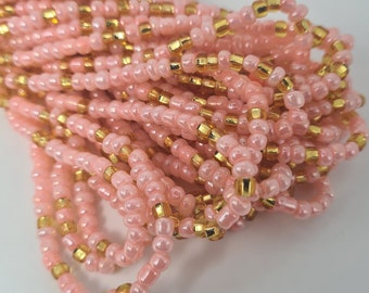 Peach and Gold Waist Beads|On Sale Belly Chain Weight control African beads|belly beads| Ghana beads| Weight Tracker| Nigerian waist beads