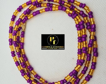 Cuentas de cintura doradas y moradas/Cadena de vientre a la venta Control de peso Cuentas africanas/cuentas de vientre/Cuentas de Ghana/Rastreador de peso/Cuentas de cintura