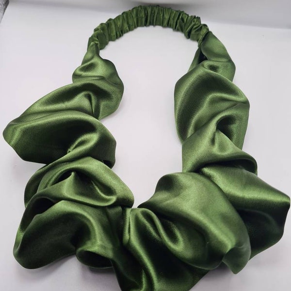 Silky Olive Satin Style Ruffle headband, women hair accessories, Twisted knot headband, hairband, Turban, Gift for sister.