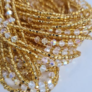 Gold and Diamond Waist Beads Belly Chain Weight control African beadsbelly beads Ghana Waist beads Weight Tracker Beads Nigerian Beads image 7