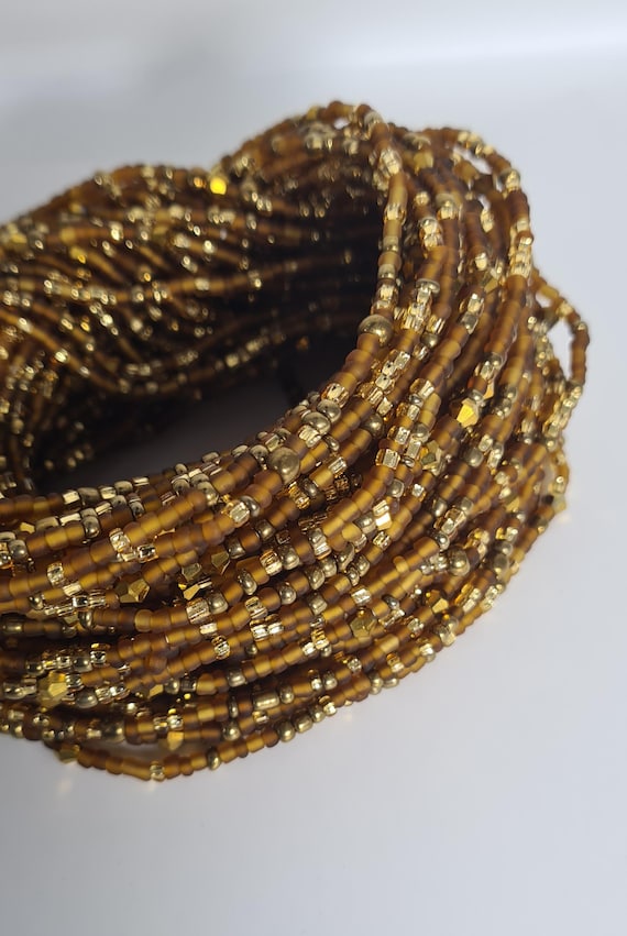 Warm Brown Waist Beads | African Belly Chain, Weight Tracker