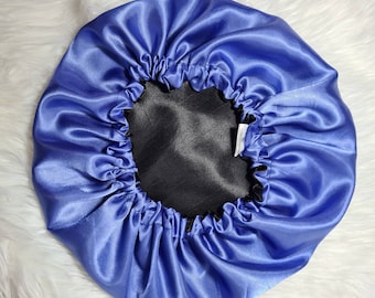 Hyacinth Reversible Satin hair bonnet|Satin Elasticated, Sleep Hat Bonnet, Headscarf. Night Sleep, Protecting Hairstyle,