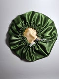 Adjustable Perfect Fit Reversible Satin Hair bonnet - Protecting Hairstyle Night Sleep Headscarf for Women in Olive | Hair Accessories.