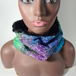 Tie and dye print scarf, Gentle Faux Fur Lined, Winter Scatf, Round Neck Scarf, unisex wamer scarf, Warm Fleece Tube Scarf.