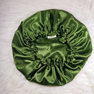 Perfect Fit Reversible Satin Hair bonnet - Protecting Hairstyle Night Sleep Headscarf for Women in Olive | Hair Accessories Girlfriend