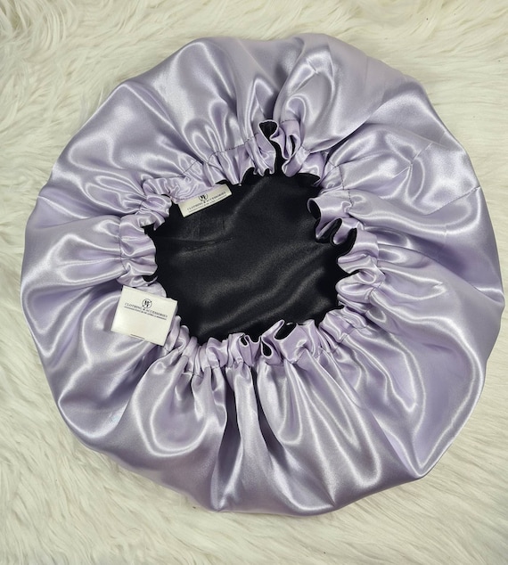Lilac Reversible Satin Hair Bonnet|satin Elasticated, Sleep  display picture 2
