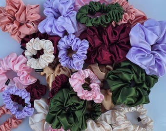 Handmade Satin Scrunchies. Bridesmaid, Mother's day, gift for girls, sister, pick your colours Scrunchies.