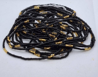 Black and Gold Waist Beads|On Sale Belly Chain Weight control African beads|belly beads| Ghana beads| Weight Tracker Beads| Nigerian Beads