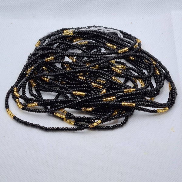 Black and Gold Waist Beads|On Sale Belly Chain Weight control African beads|belly beads| Ghana beads| Weight Tracker Beads| Nigerian Beads