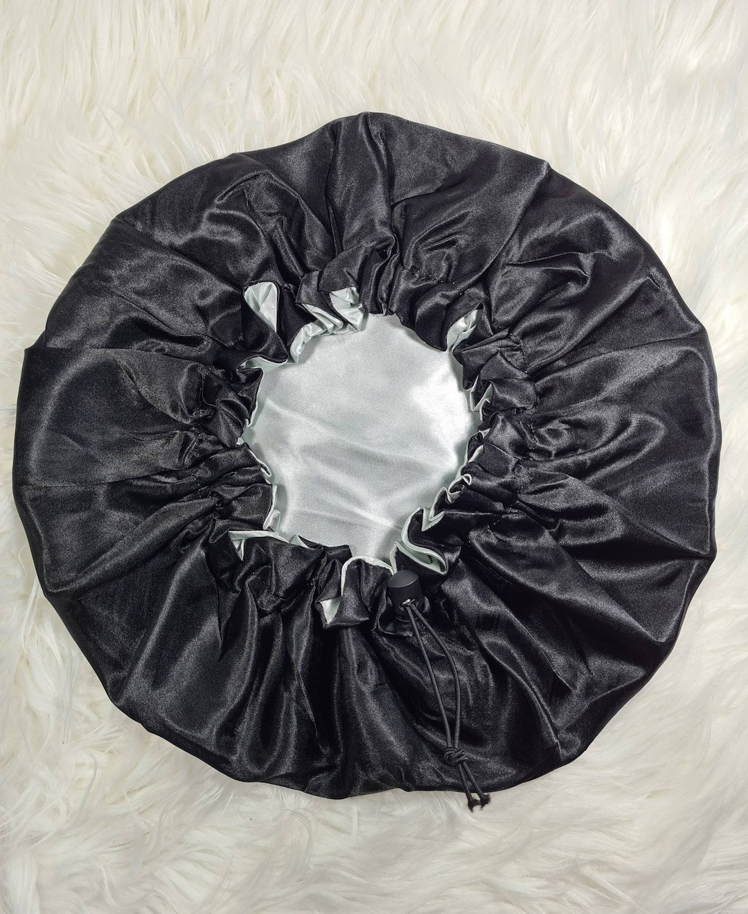 Black Adjustable Drawstring Reversible Satin Hair Bonnet|satin ...