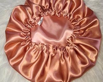 SOLD OUT Rose Gold Reversible Satin hair bonnet|Satin Elasticated, Sleep Hat Bonnet, Headscarf. Night Sleep, Protecting Hairstyle,