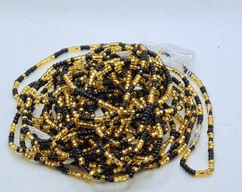 Black and Gold Mix Waist Beads|On Sale Belly Chain Weight control African beads|belly beads| Ghana beads| Weight Tracker Beads|