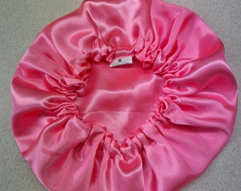 Hot Pink Reversible Satin hair bonnet|Satin Elasticated, Sleep Hat Bonnet, Headscarf. Night Sleep, Protecting Hairstyle,