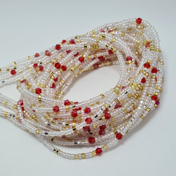 Checkmate Red Diamond Waist Beads| Belly Chain Weight control African beads|belly beads| Ghana beads| Weight Tracker| Nigerian waist beads
