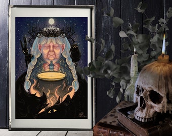 Dark Folk "Crone Magic" SIGNED A4 Print - Artwork by Morgana Weeks