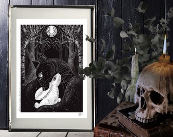 Dark Folk "Companionship" SIGNED A4 Print - Artwork by Morgana Weeks