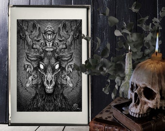 Dark Folk "In the Dark wood "SIGNED A4 Print - Artwork by Morgana Weeks