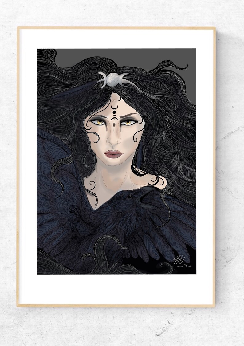 Hecate Goddess Crows Moon Goddess Print Home Decor Wiccan | Etsy