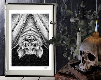Dark Folk "Vampire Bat " SIGNED A4 Print - Artwork by Morgana Weeks