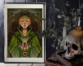 Dark Folk "Forest Witch" SIGNED A4 Print - Artwork by Morgana Weeks