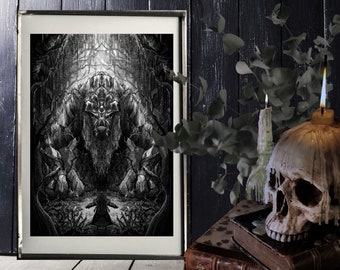 Dark Folk "The Stone Golem" SIGNED A4 Print - Artwork by Morgana Weeks