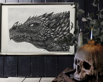 Dark Folk "Dragon of the Mountain SIGNED A3 Print - Artwork by Morgana Weeks