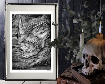 Dark Folk "Dragon Hoard" SIGNED A4 Print - Artwork by Morgana Weeks