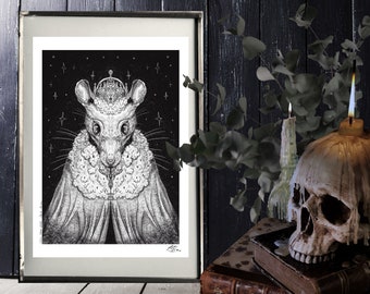 Dark Folk "Rat King "SIGNED A4 Print - Artwork by Morgana Weeks