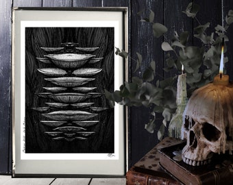 Dark Folk "Mushrooms" SIGNED A4 Print - Artwork by Morgana Weeks