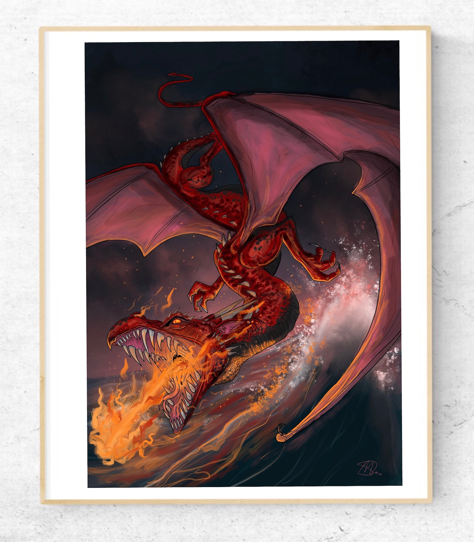Red Dragon Art Print Art by Weeks Red Dragon Hobbit Etsy